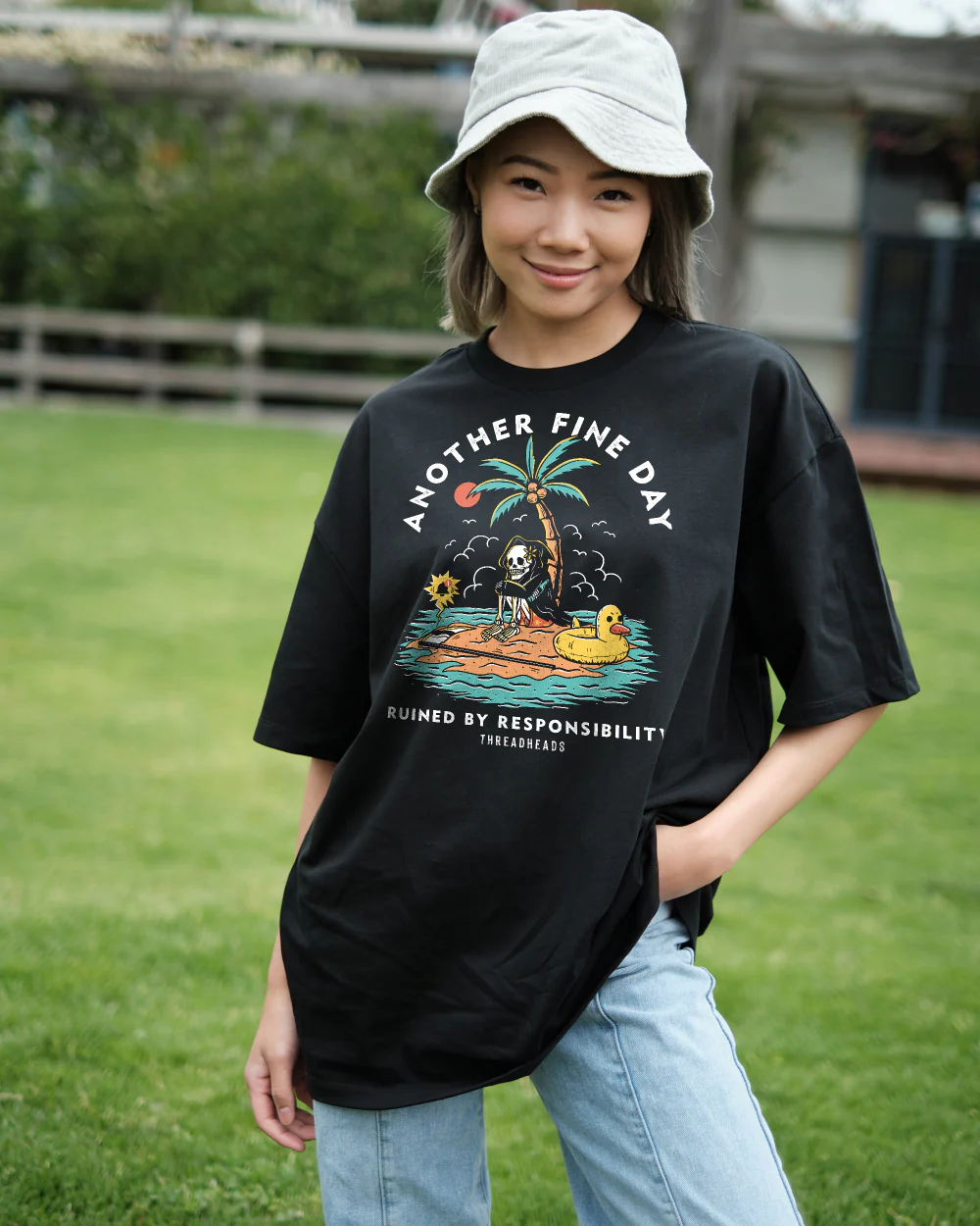 Another Fine Day Ruined by Responsibility Oversized Tee - Image 3